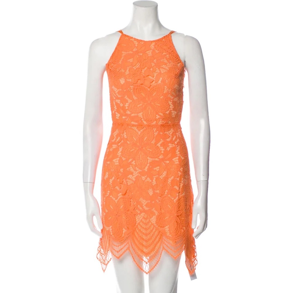 For Love & Lemons Orange Lace Dress